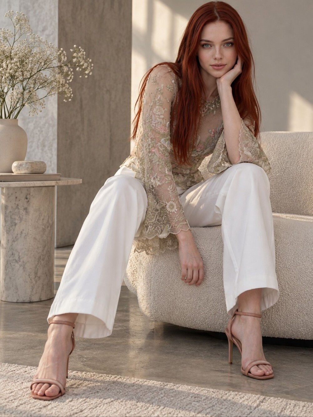 NWT Vivienne Duvall White Tummy Control Crop Wide Leg Pants Sz L CC